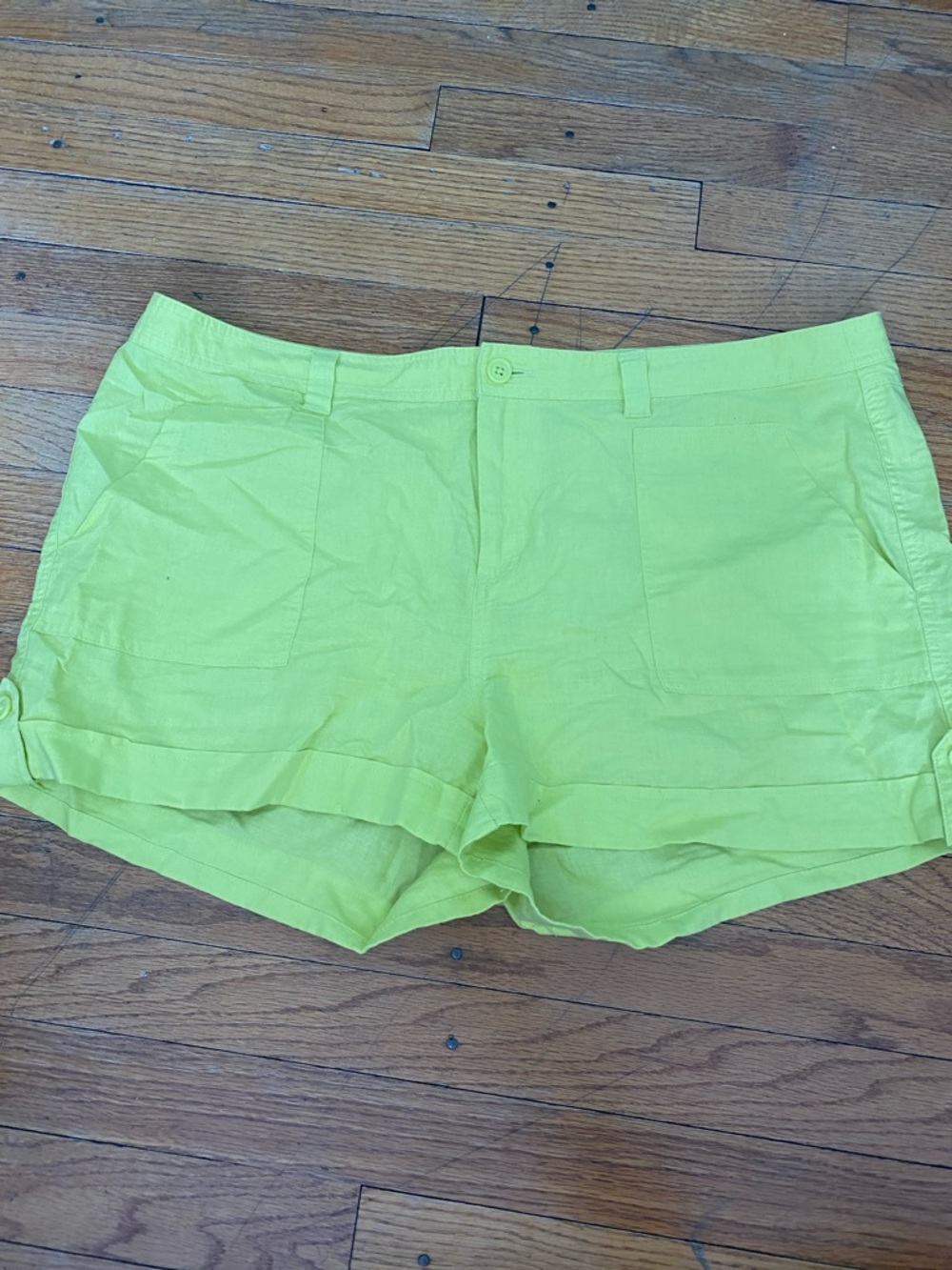 GAP Lime Green linen-cotton Rolled-Hem Shorts